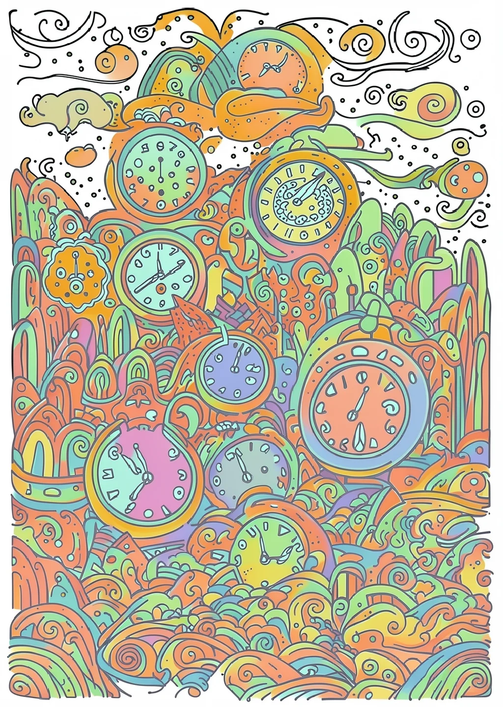 ダリ風の塗り絵の見本