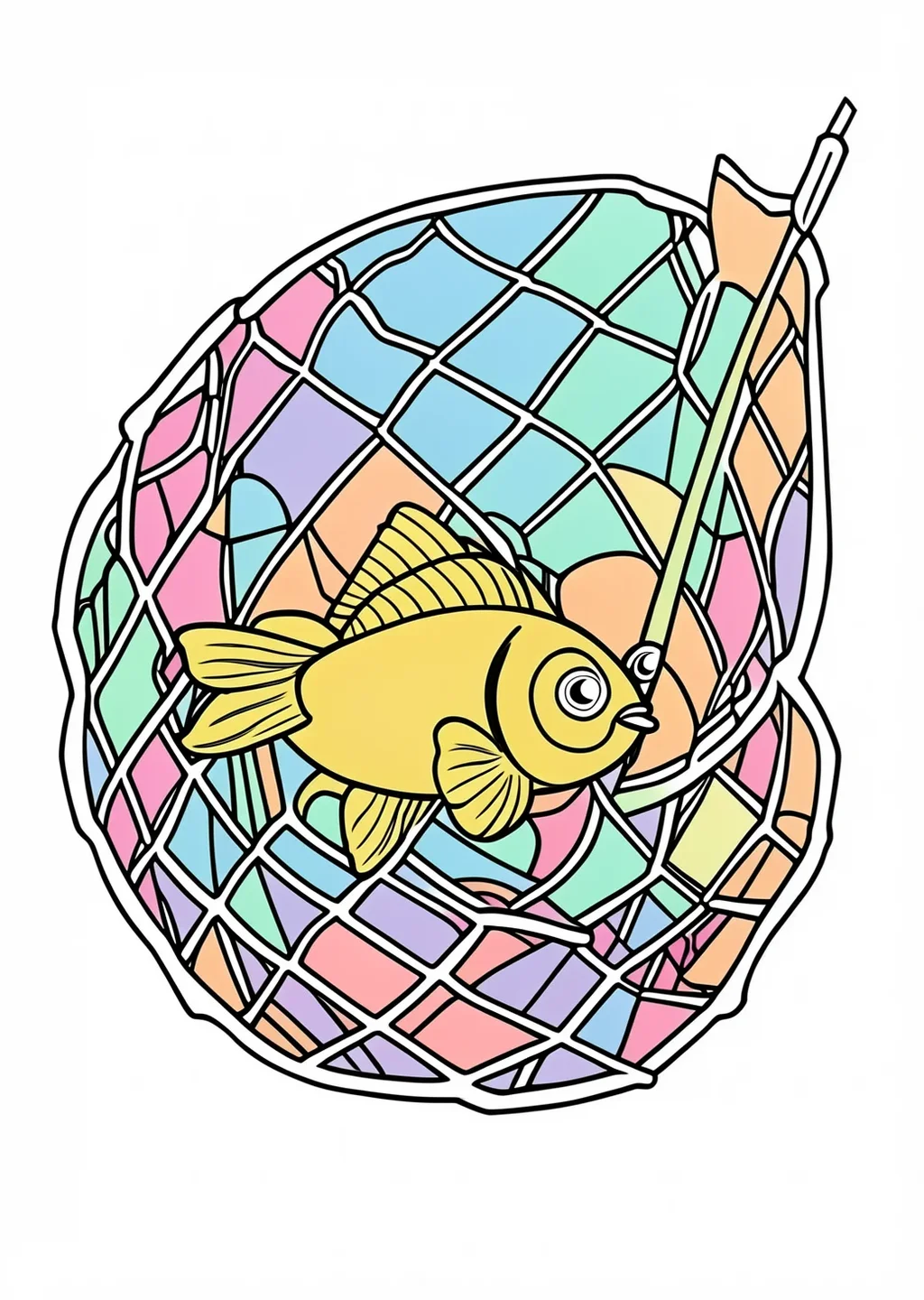 金魚すくいの塗り絵（夏祭り・夏休み）の見本