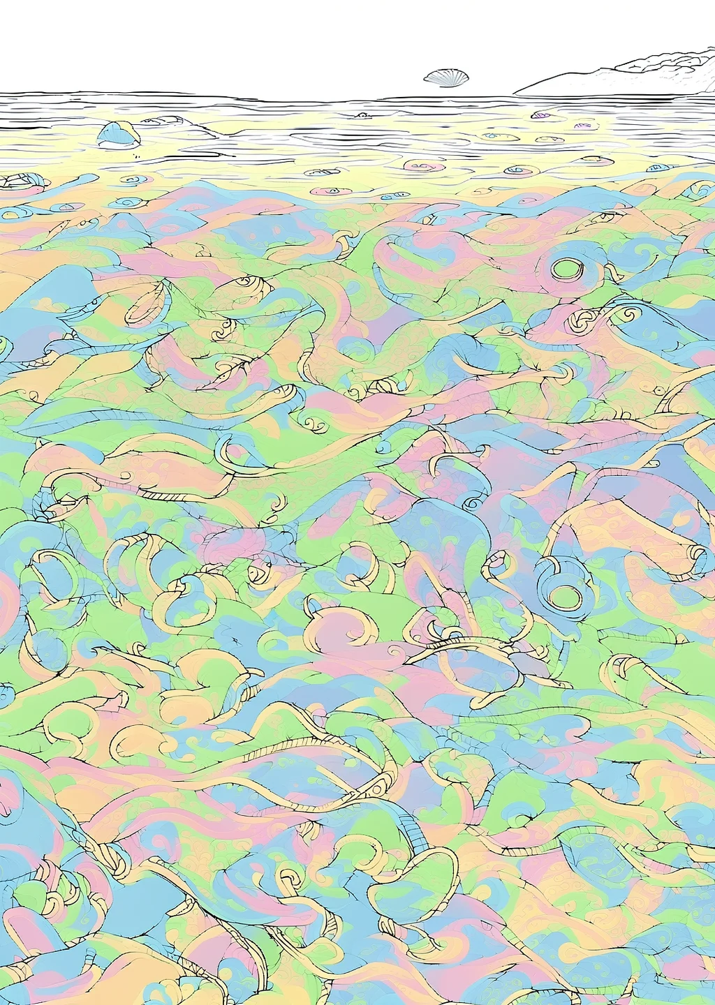 海辺の風景画（大人向け）の見本