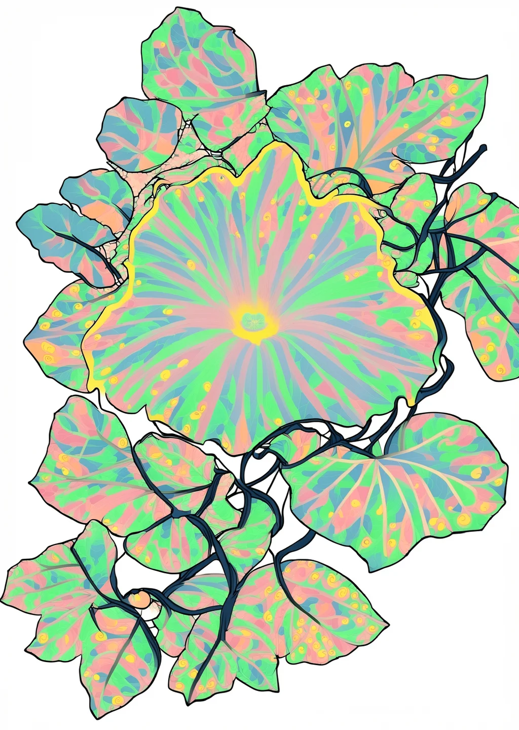 朝顔の植物画（大人向け）の見本