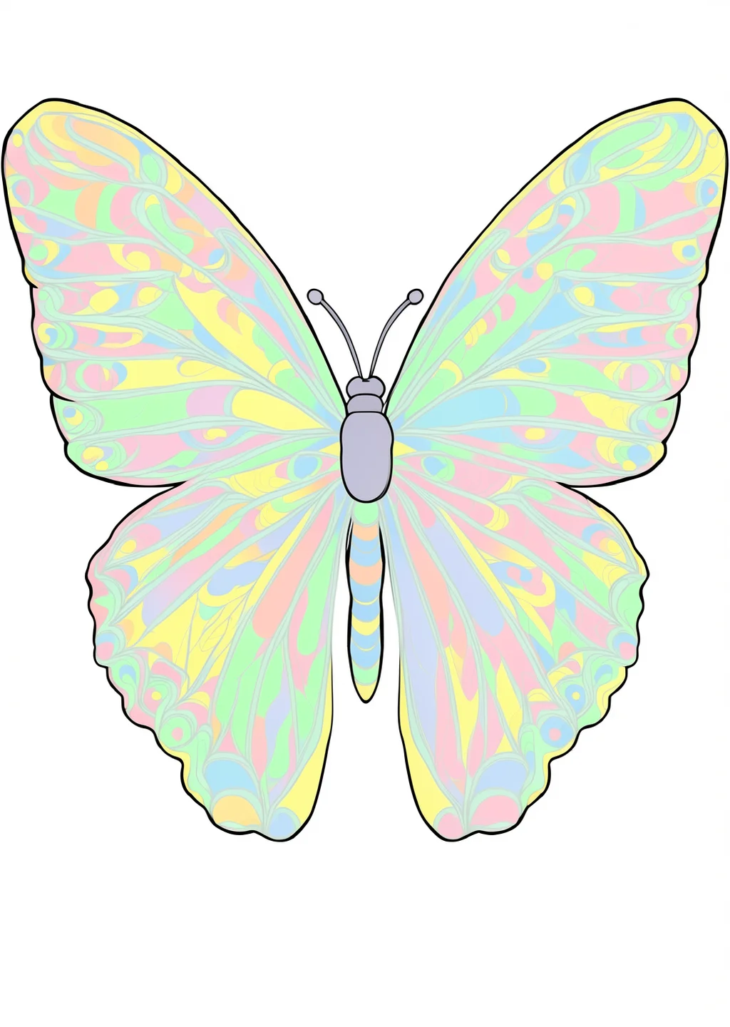 蝶の模様画(大人向け)の見本