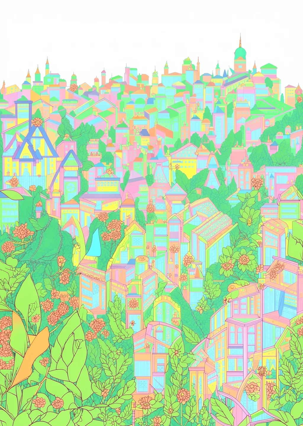 都市の風景画（大人向け）の見本