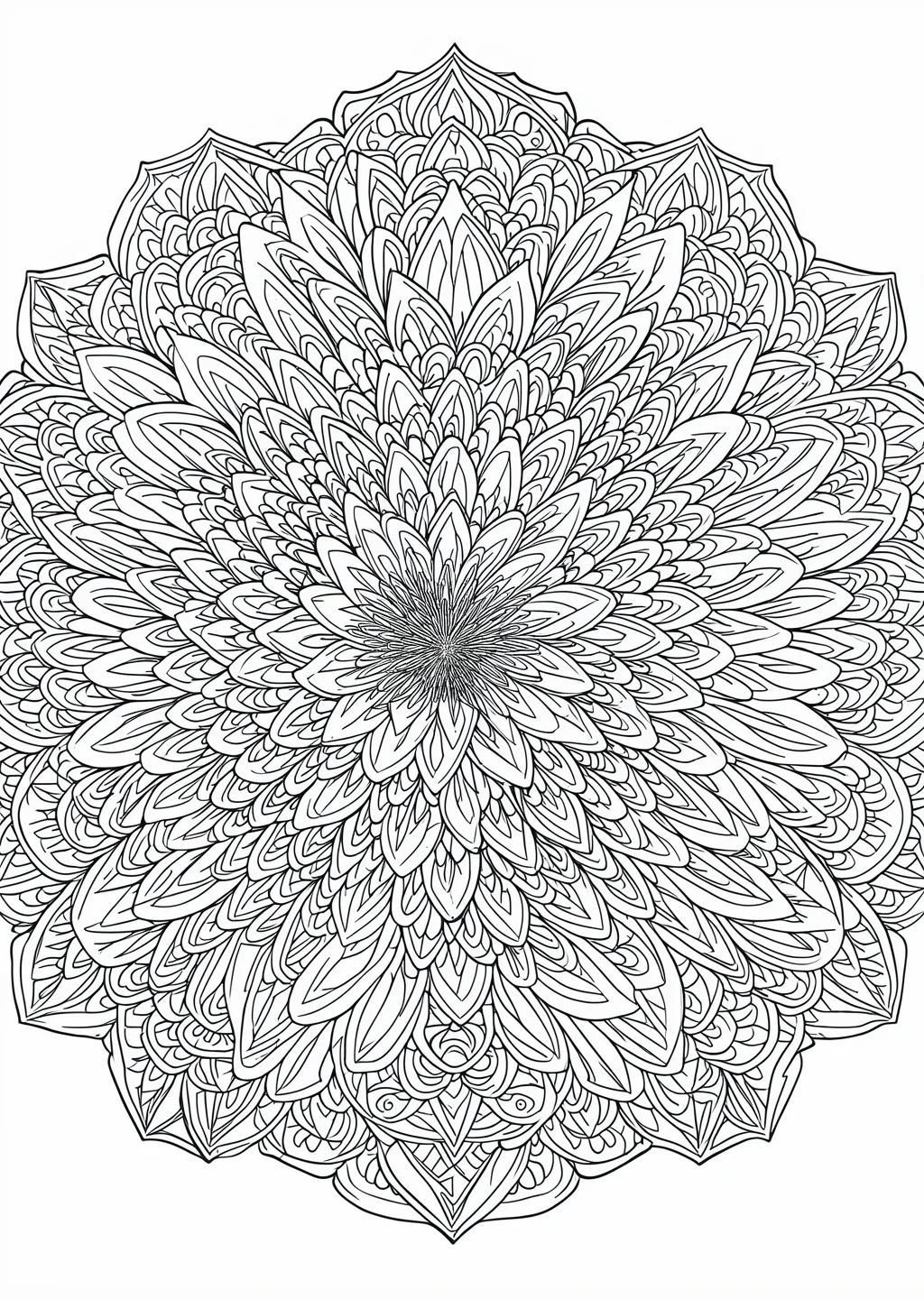 マンダラ模様(花)の塗り絵(大人向け)