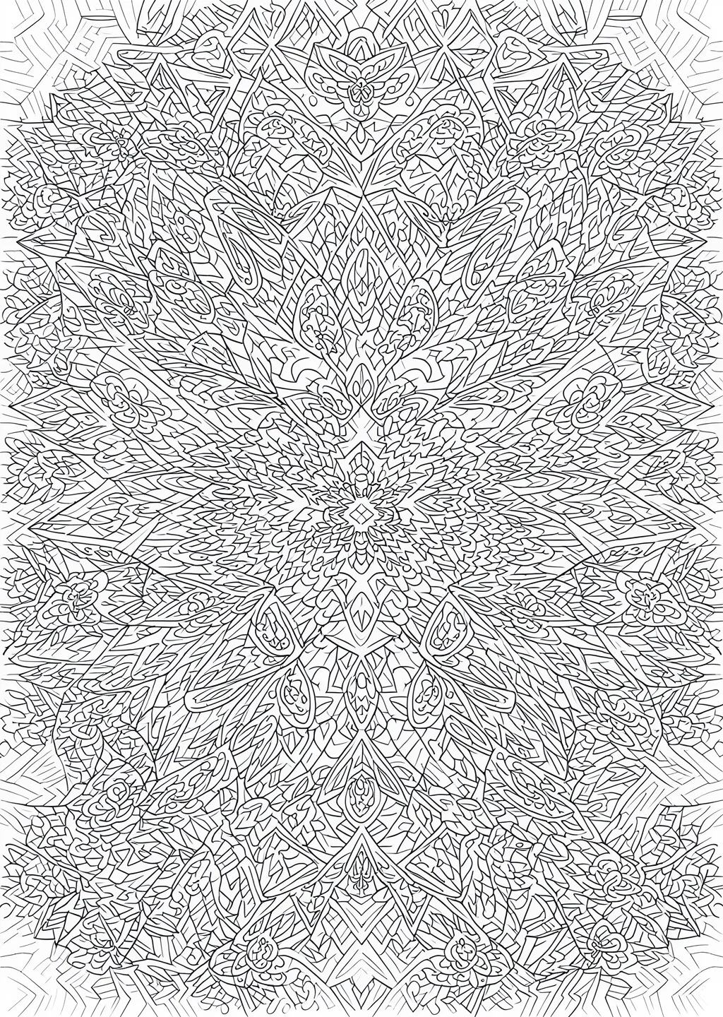 万華鏡模様の塗り絵（大人向け）