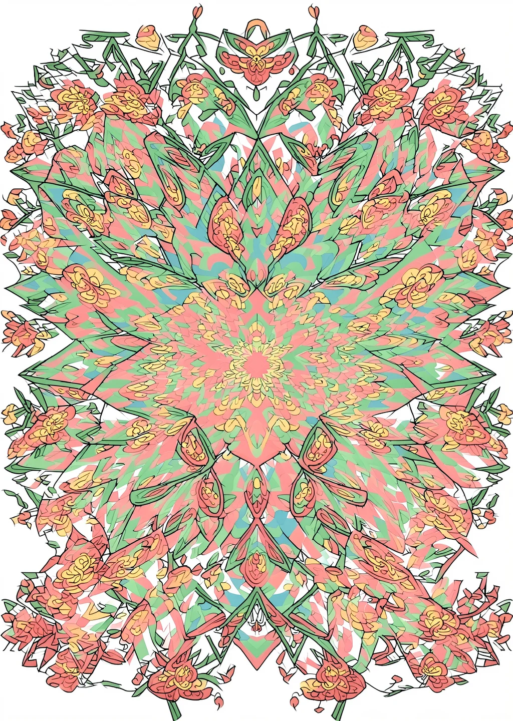 万華鏡模様の塗り絵（大人向け）の見本