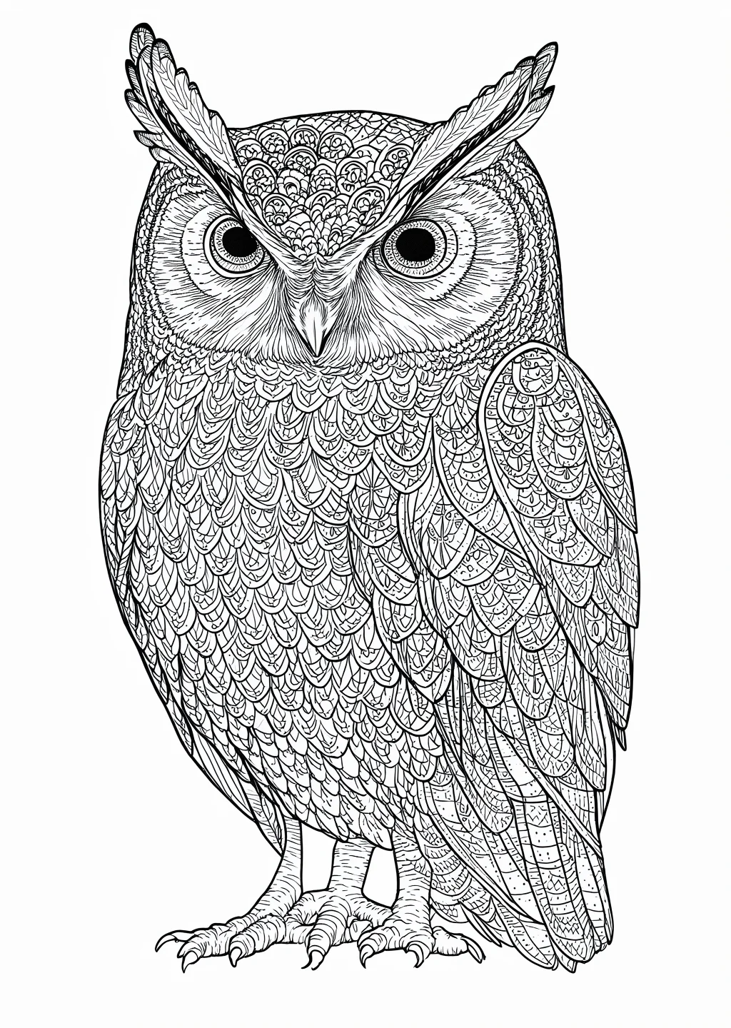 ふくろうの模様画(大人向け)