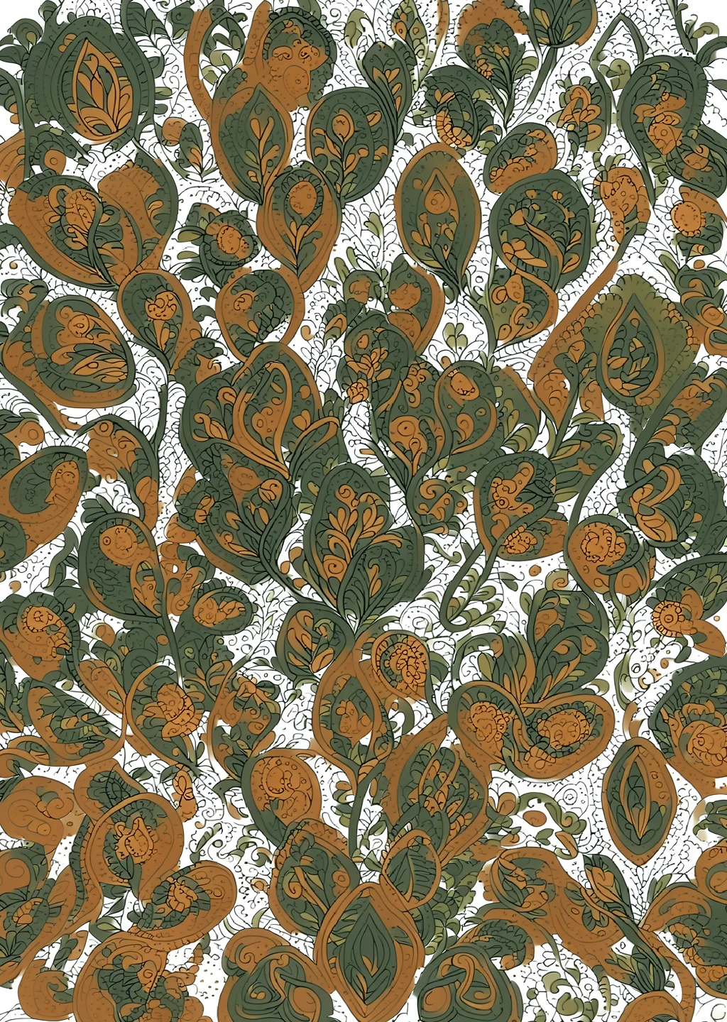 ペイズリー模様の塗り絵(大人向け)の見本