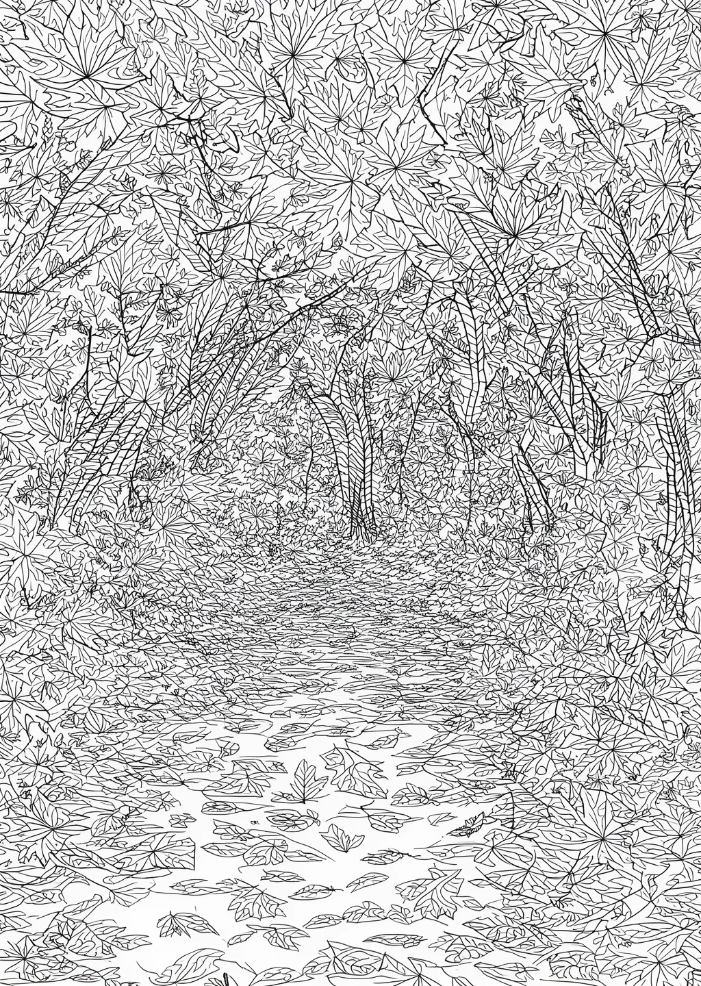紅葉道の風景画