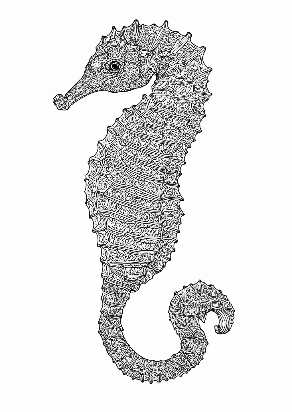 たつのおとしごの模様画(大人向け)