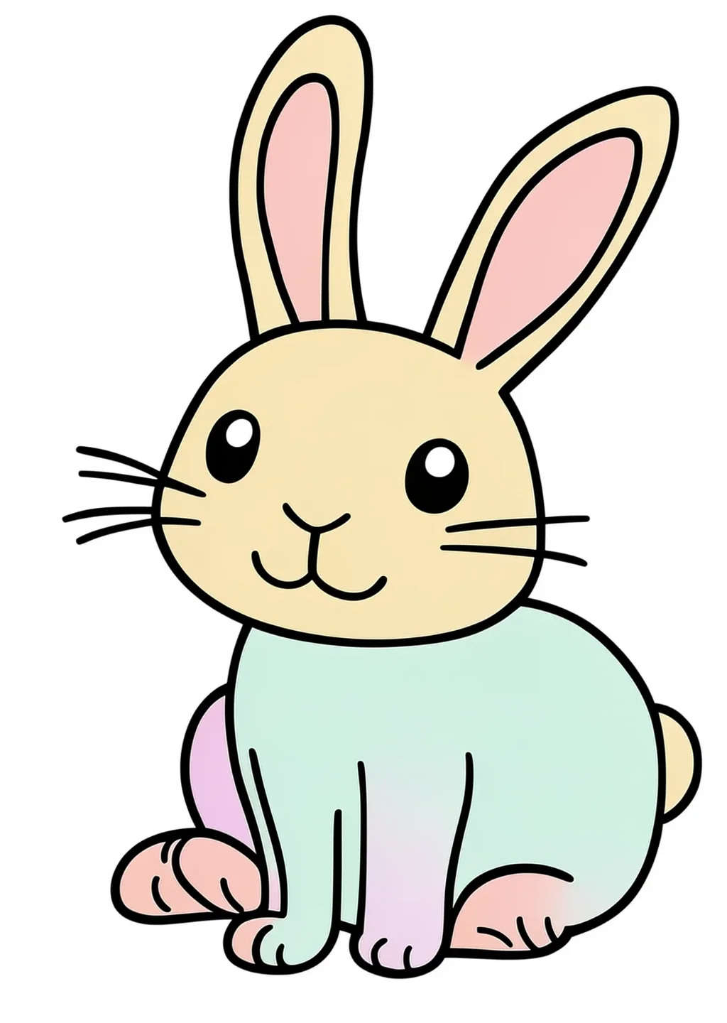 うさぎの塗り絵（簡単）の見本
