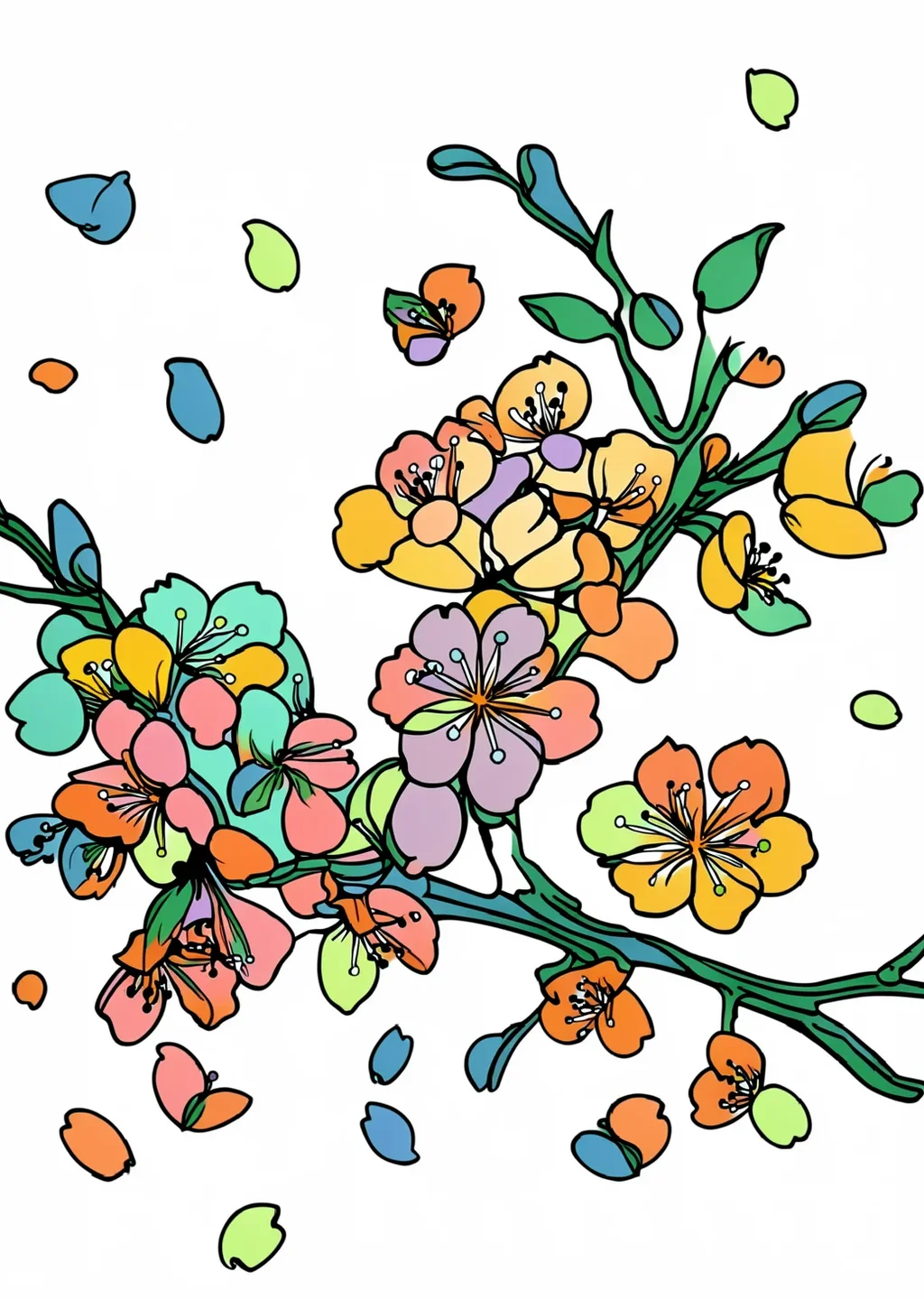 桜の塗り絵の見本