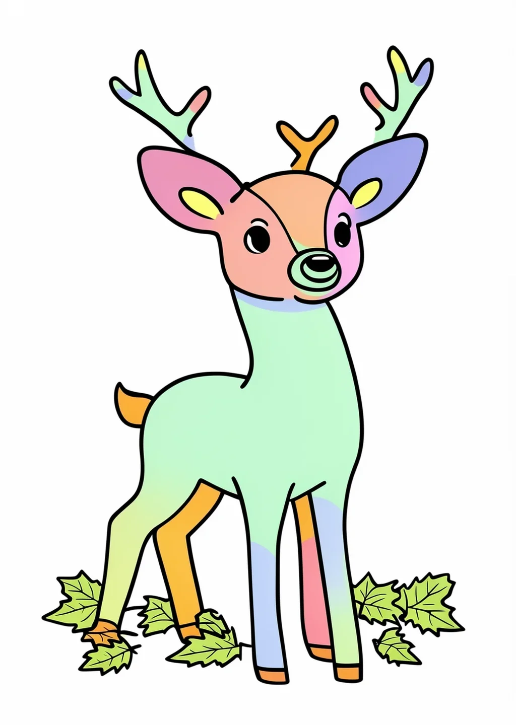 しかの塗り絵の見本