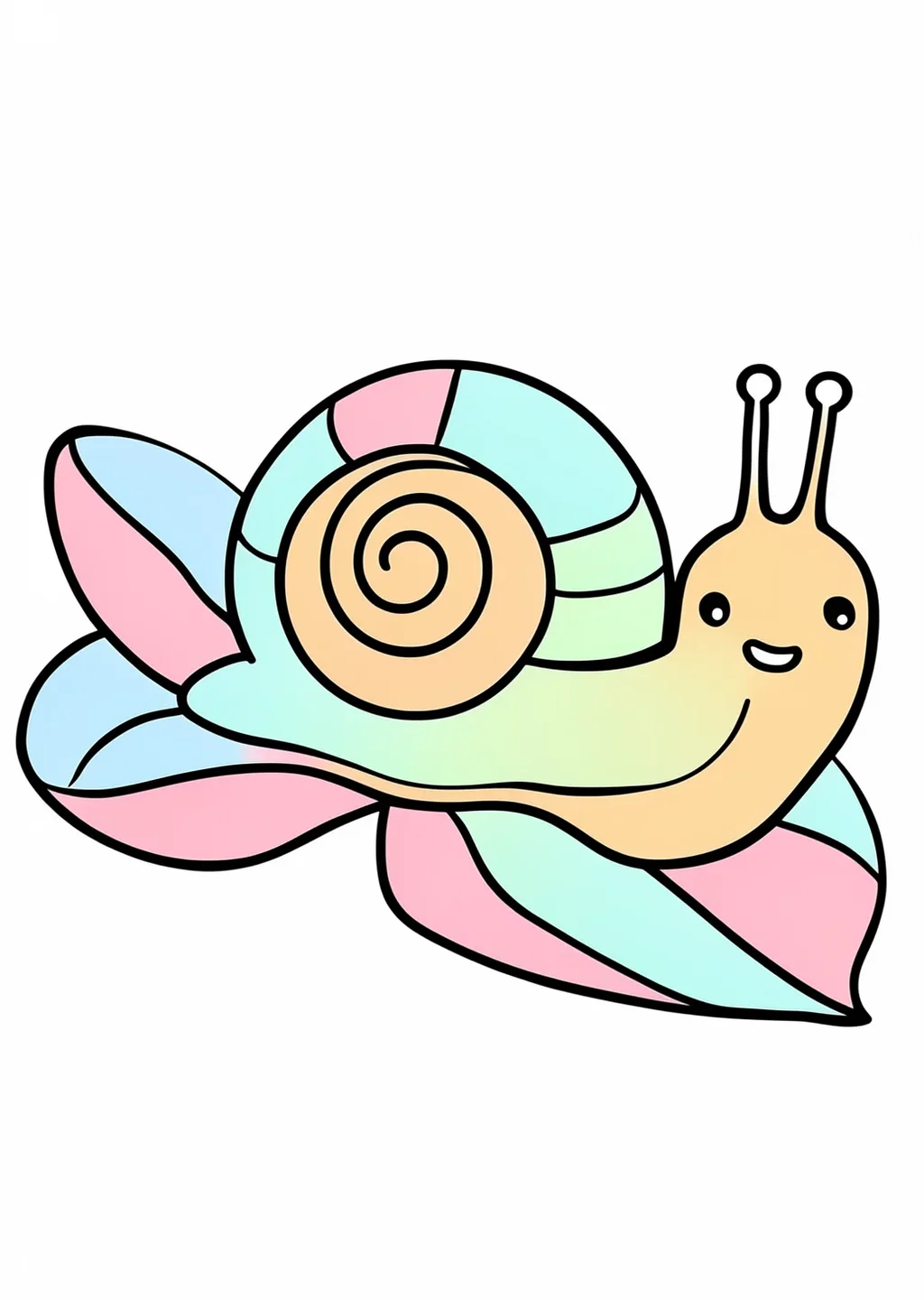 かたつむりの塗り絵の見本