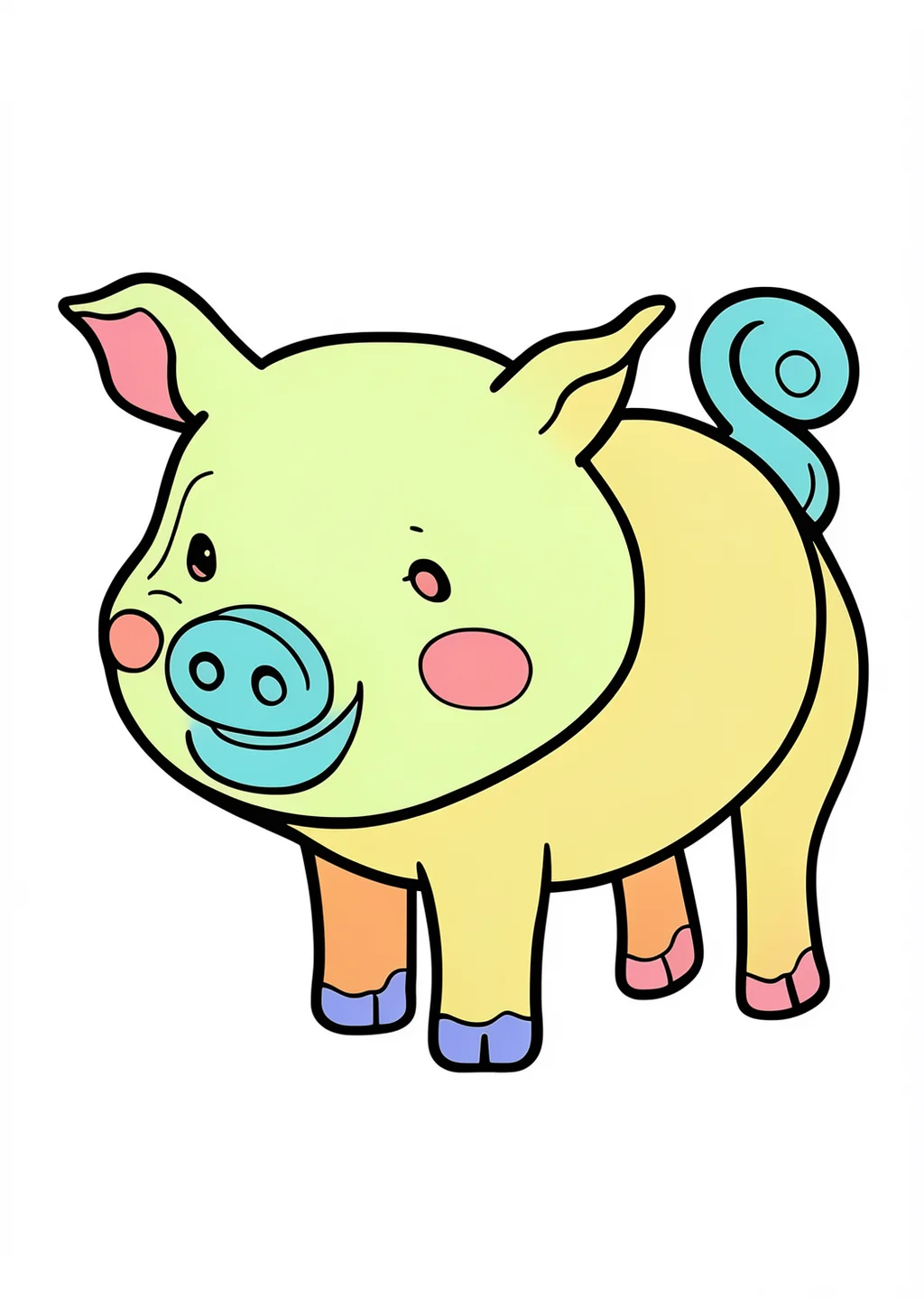 数字ぬりえ・ぶた（脳トレ）の見本