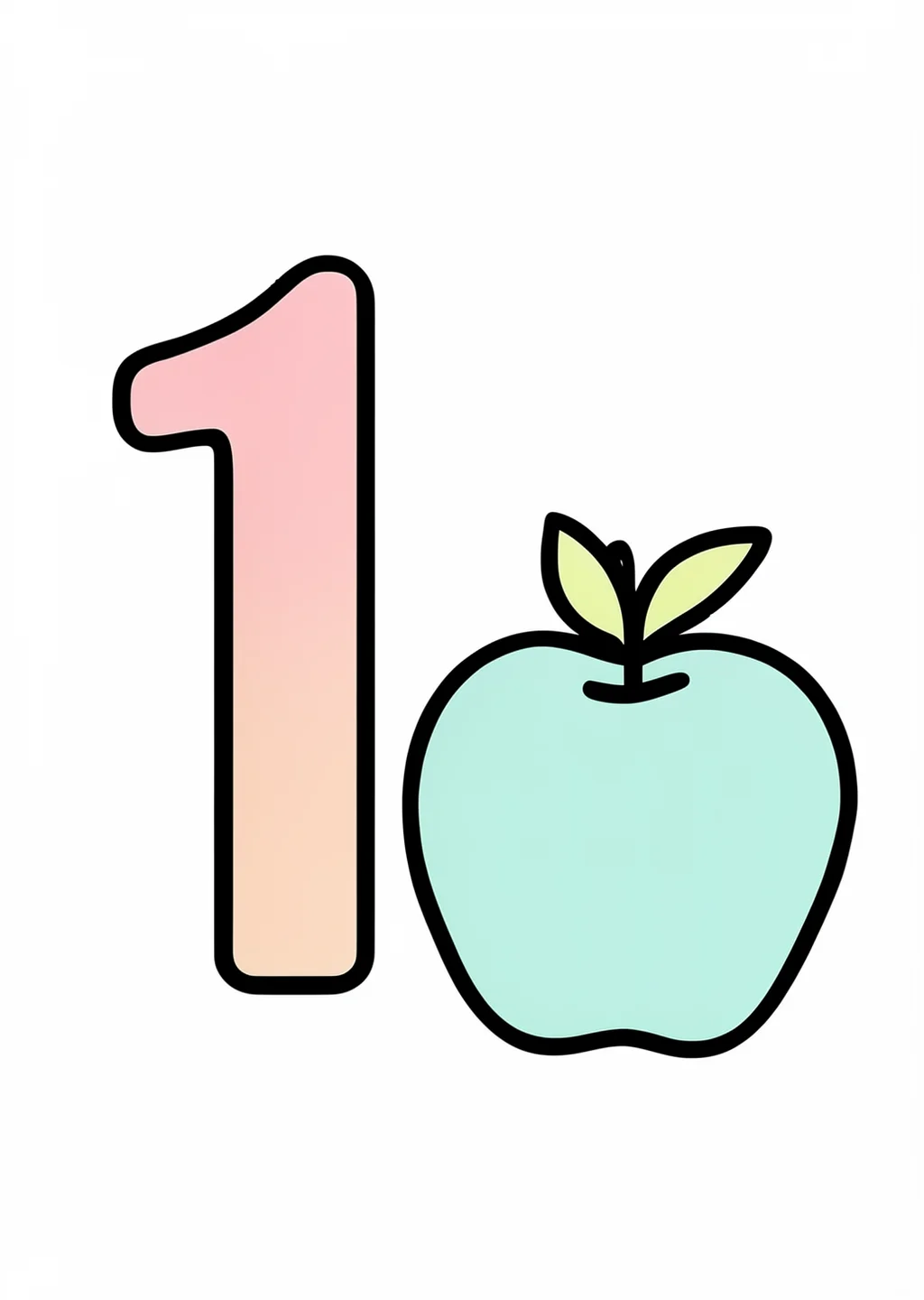 すうじ「1」の塗り絵の見本