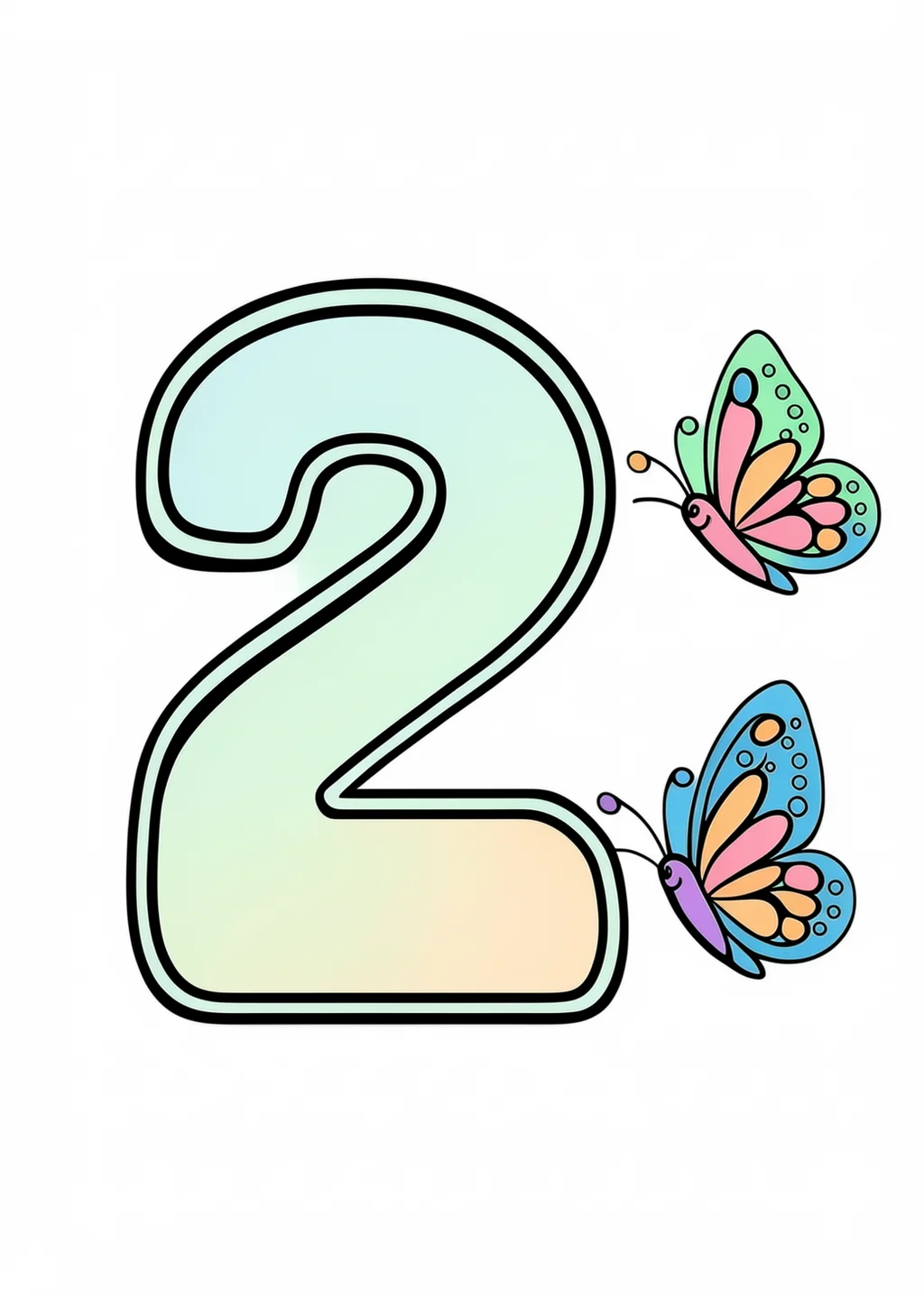 すうじ「2」の塗り絵の見本