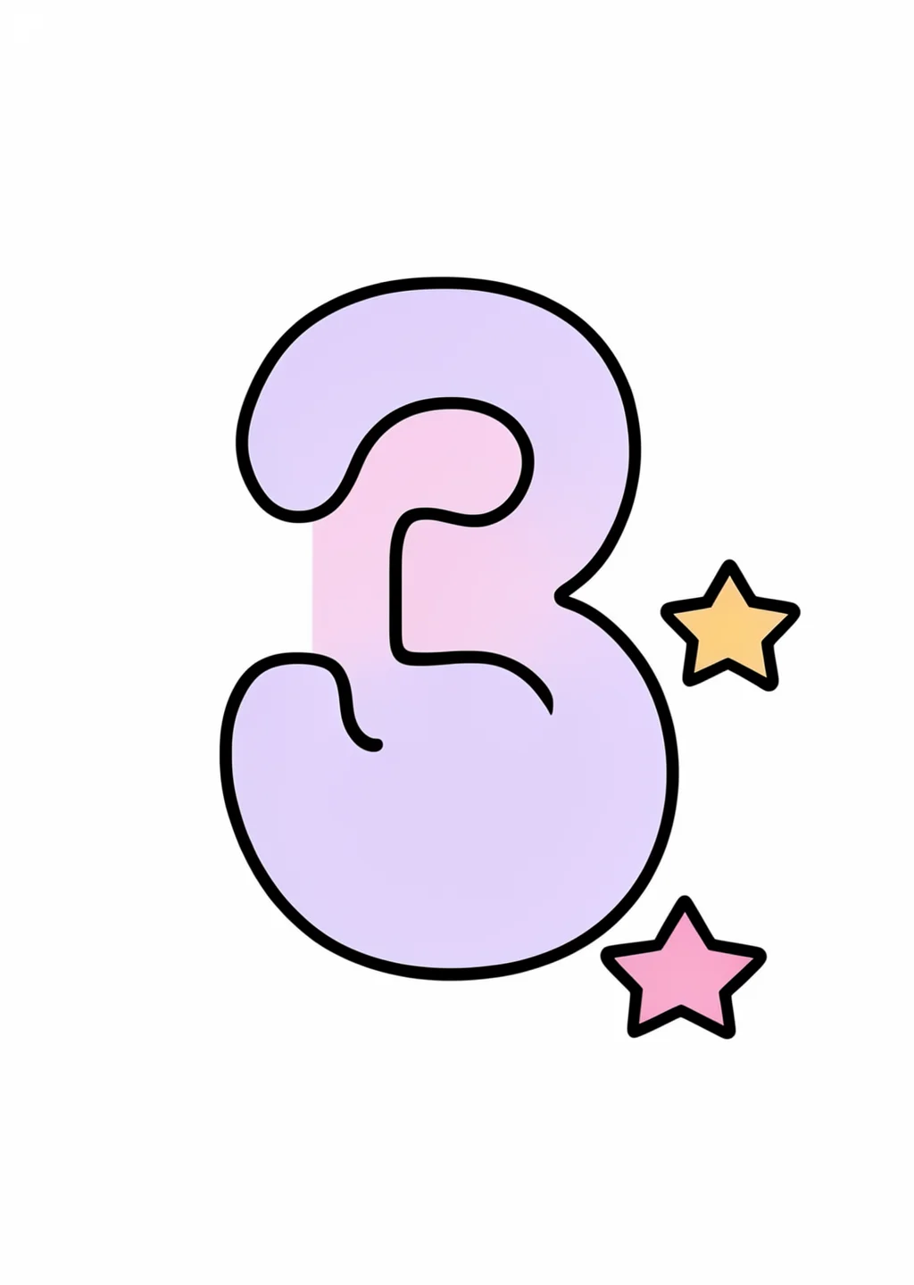 すうじ「3」の塗り絵の見本