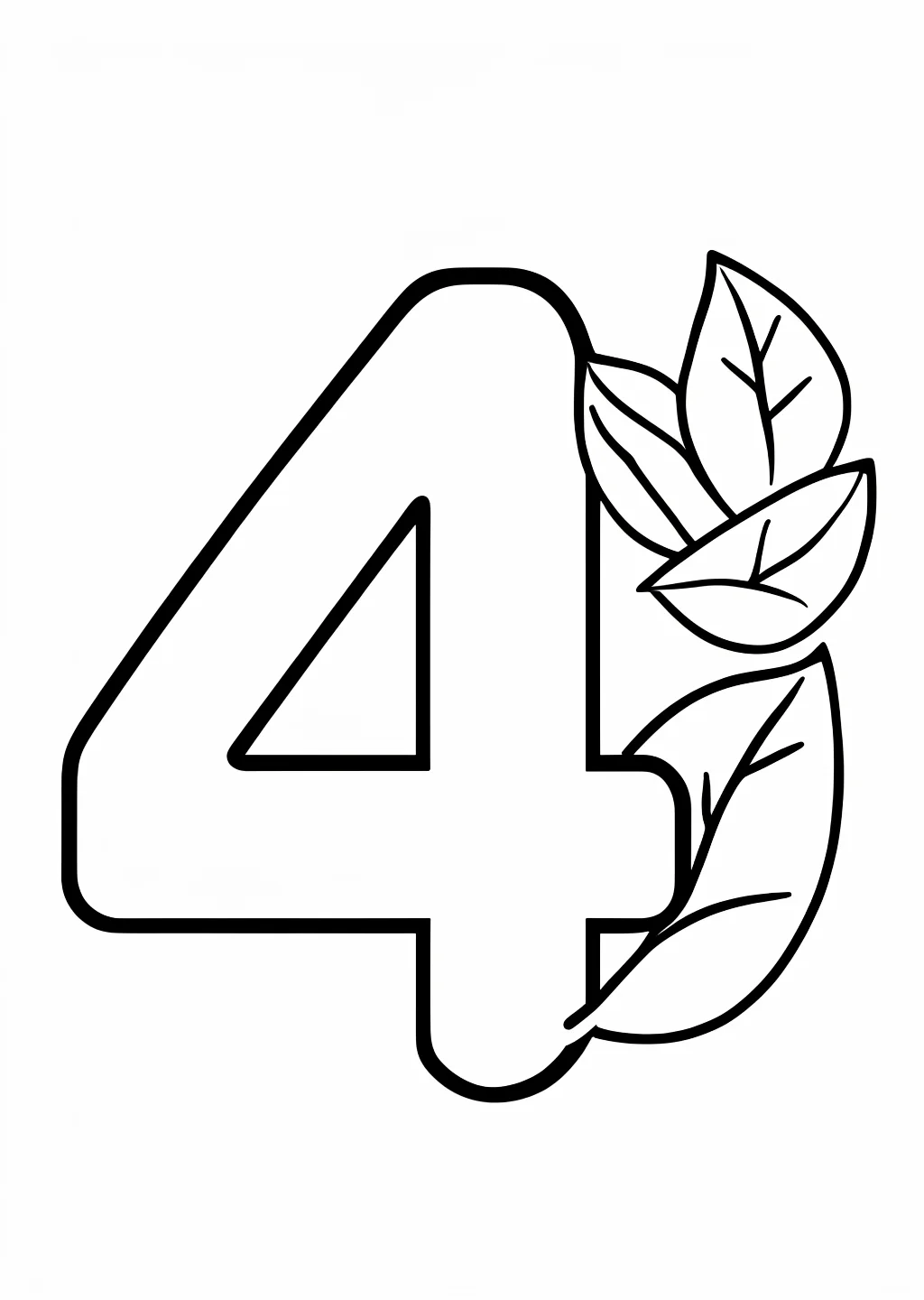 すうじ「4」の塗り絵