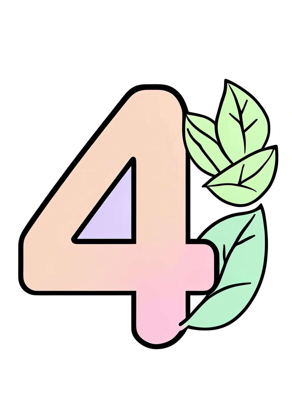 すうじ「4」の塗り絵の見本