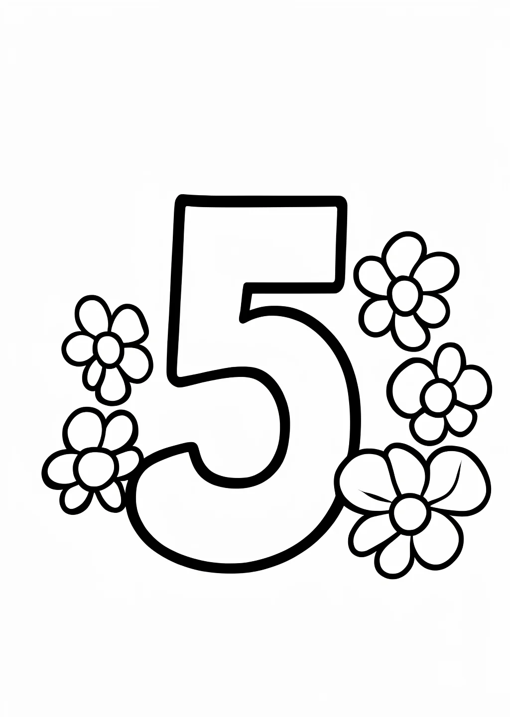 すうじ「5」の塗り絵