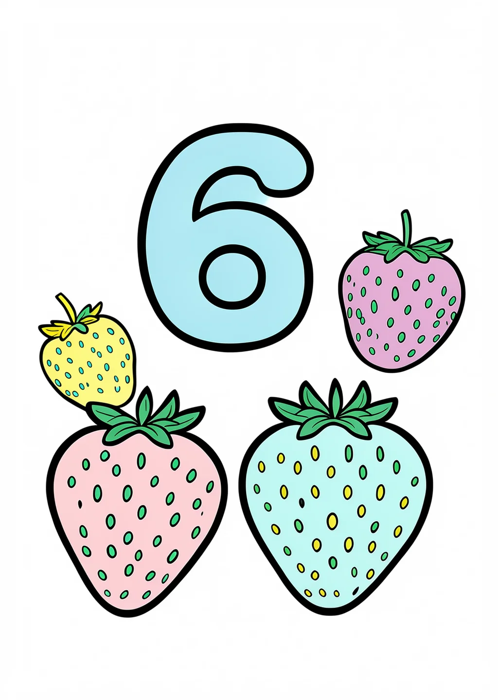 すうじ「6」の塗り絵の見本