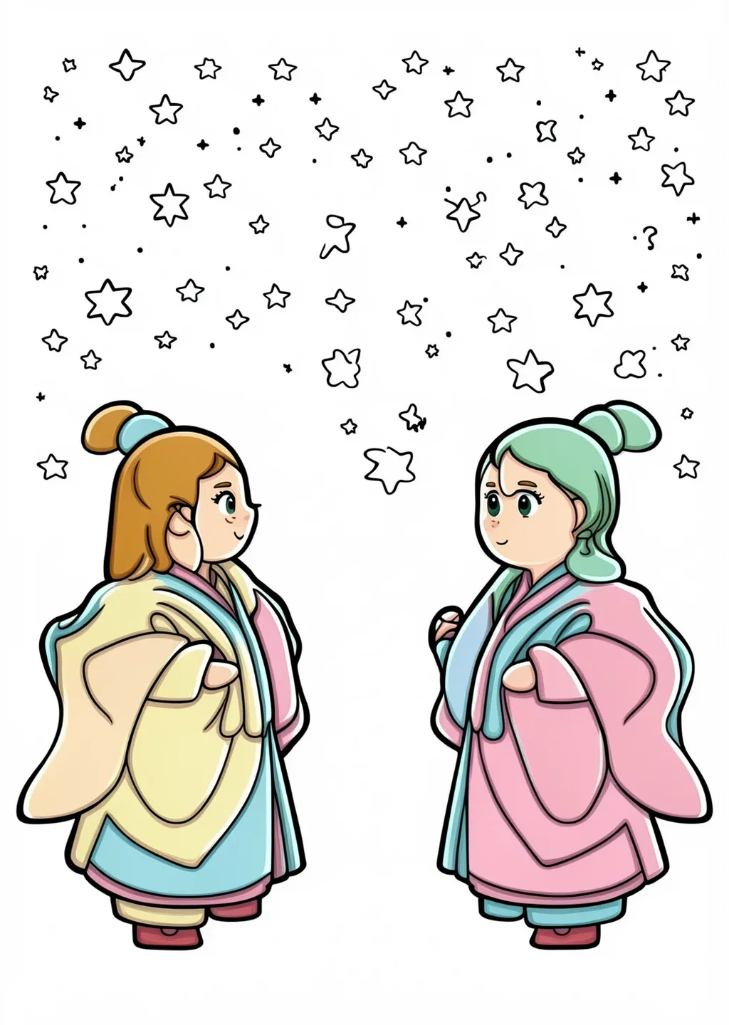 織姫と彦星の塗り絵の見本