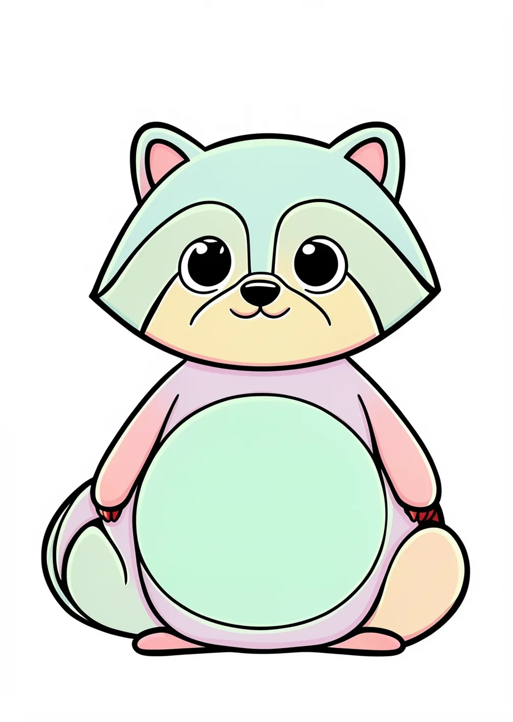 たぬきの塗り絵の見本