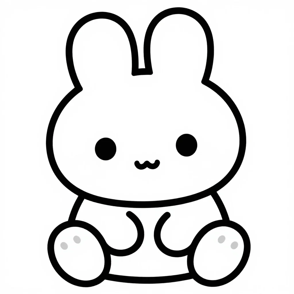 うさぎの塗り絵(簡単)