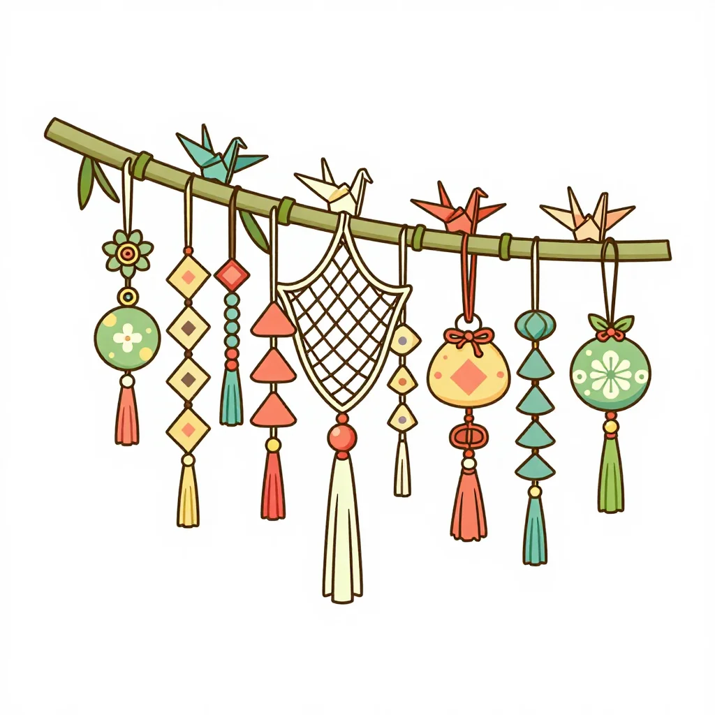七夕飾りの塗り絵(こまかい)の見本